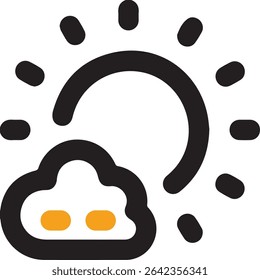 Minimal outline icon of a smartphone with sun, cloud, and temperature symbols for weather apps and tech interfaces.









