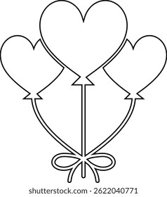 Minimal outline icon of three tied balloons representing joy and celebration. Perfect for Mother's Day, birthdays, parties, greeting cards, and festive visual design projects. Mother’s Day Balloons 
