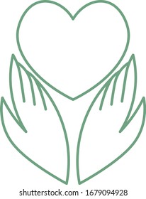 minimal outline icon with two hands and heart