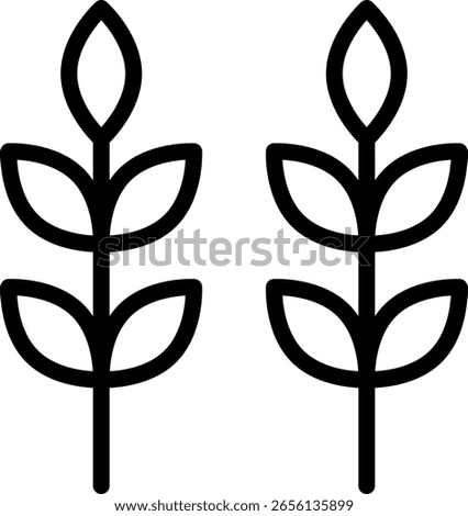 Minimal outline icon of wheat ears. Vector linear design with editable stroke. Ideal for harvest, agriculture, and autumn projects.