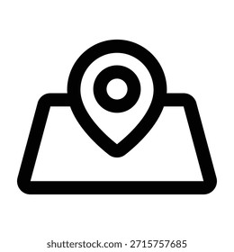 Minimal outline illustration of a folded map with location pin. Designed for navigation, route planning, tourism guides, and travel exploration visuals.