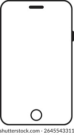 Minimal outline illustration of a modern smartphone with a blank screen and home button, ideal for mockups, tech designs, mobile interfaces, and digital user interface concept presentations.