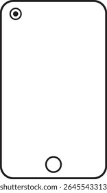 Minimal outline illustration of a modern smartphone with a blank screen and home button, ideal for mockups, tech designs, mobile interfaces, and digital user interface concept presentations.