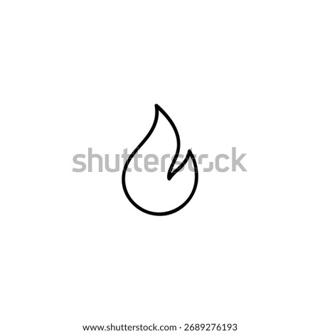 A minimal outline illustration of a single stylized flame representing fire or heat.