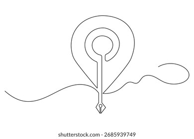 Minimal outline location icon continuous one line illustration
