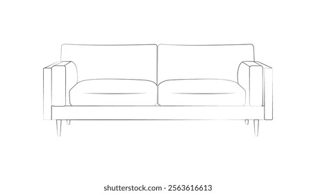 Minimal outline style sofa furniture isolated on a white background for your minimalism interior. Trendy thin-line style.