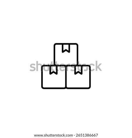 A minimal outline of three stacked packages, representing a shipment, inventory, or multiple orders.