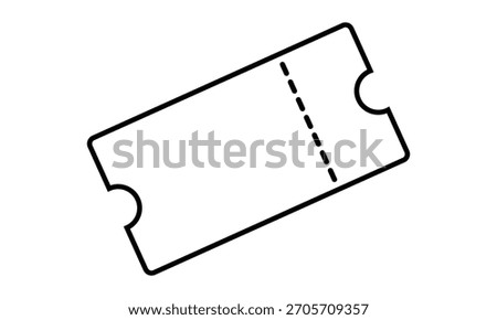 Minimal outline ticket icon set, simple coupon, pass, admission, template, blank ticket shape, isolated vector symbol collection.