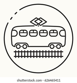 Minimal outline tram icon