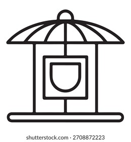 Ein Vektorsymbol mit minimalem Umriss, das den Notunterkünfte-Locator aus Zeile 4 darstellt, der für die Verwendung in digitalen Schnittstellen, Lehrmaterialien und modernen grafischen Anwendungen entwickelt wurde.