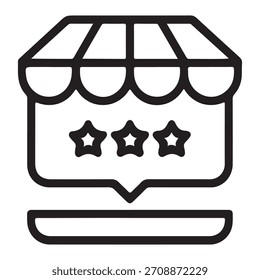 A minimal outline vector icon representing online store rating icon out line 1, designed for use in digital interfaces, educational materials, and modern graphic applications.