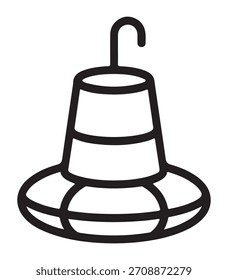 Icono de Vector de contorno mínimo que representa la línea de iconos de la boya del tsunami oceánico, diseñado para su uso en interfaces digitales, materiales educativos y aplicaciones gráficas modernas.