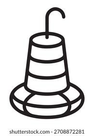 Icono de Vector de contorno mínimo que representa el ícono de la boya del tsunami oceánico en la línea 1, diseñado para su uso en interfaces digitales, materiales educativos y aplicaciones gráficas modernas.