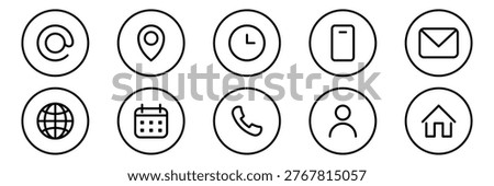 Minimal outlined Contact and Navigation Icons Set