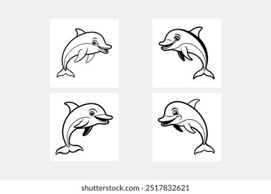  Mínimo Vector delineado delfín icono, escalable y perfecto para diseños digitales o impresos.
