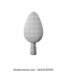 Minimale ovale Baum-Vektorgrafik im Halbton-Schwarz-Weiß-Stil. Sauberes und dekoratives Natursymbol für Öko-Design, Stadtparks, Landschaftsgrafiken, Infografiken und moderne Visuals.