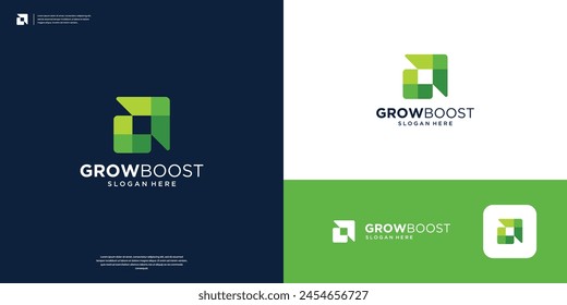 Minimal overlap arrow logo design template. Modern financial growth icon logo.