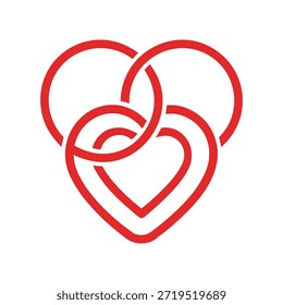 Diseño de logotipo de corazones superpuestos mínimos para el romance de bodas y la marca de parejas