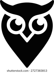 Logotipo de búho mínimo con forma geométrica audaz, que simboliza la sabiduría, el conocimiento y el enfoque, adecuado para la educación, la tecnología y la marca creativa.