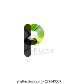 Diseño mínimo de letra P o logotipo de letra aislado en blanco