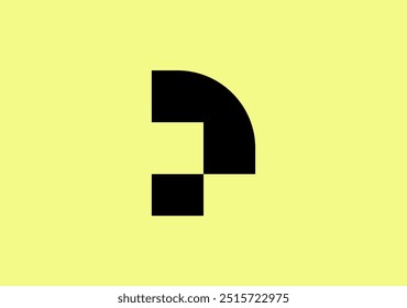 Minimal P logo integrates a data symbol, embodying precision, connectivity, and modernity with simplicity in a distinctive design