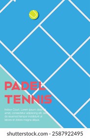 minimal padel tournament poster design paddle flyer abstract design with tennis racket and tennis ball