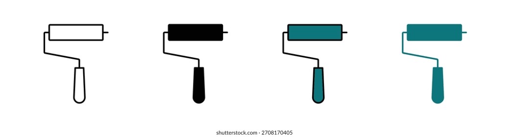 Icono mínimo del rodillo de la pintura en estilo limpio del Vector, ideal para los temas de la renovación, los gráficos de las herramientas de la pintura, los diseños caseros de las mejoras, las etiquetas de la construcción, y las ilustraciones creativas del bricolaje.