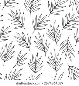 Minimale Palmblätter Umriss wiederholendes Muster grafische Vektorgrafik