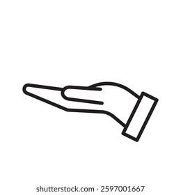 Minimal palm outline. Open hand symbol. Generous support sign. Vector giving icon.