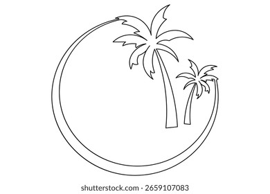 Vetor isolado de design de uma arte de palmeira mínima em estilo de desenho de linha simples e elegante