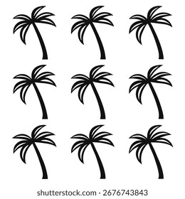 Minimal palm tree silhouette vector. Clean modern design for tropical, summer, travel, beach, holiday, poster, logo, and background projects.