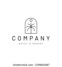 minimal palm tree vector logo design