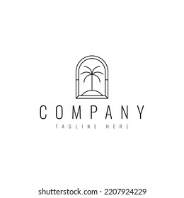 minimal palm tree vector logo design