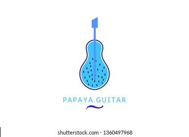 Minimal papaya guitar illustration