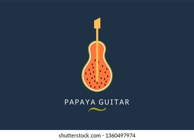 Minimal papaya guitar illustration