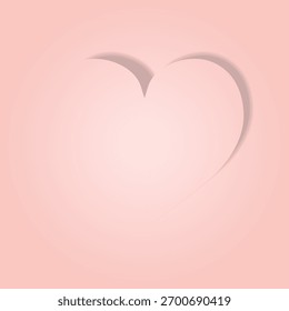 Minimal Paper Cut Heart Shape on Soft Pink Background Vector Illustration