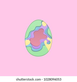 Minimal paper cut style eggs. Pastel eggs. Design layout for invitation, card, menu, flyer, banner, poster, voucher. Vector Illustration.