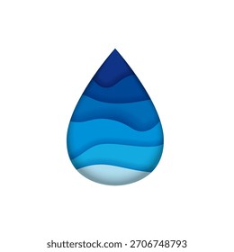 Minimal paper cut water drop logo with abstract wave splash design. Perfect for eco branding, clean water projects, spa, wellness, and modern templates.