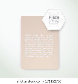 Minimal paper design sheet with geometric hexagon text box element - carton paper edition