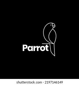 minimal parrot lines art logo design