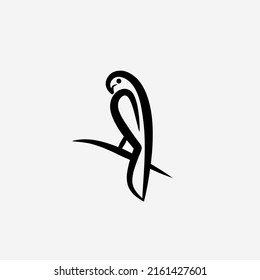 Minimal parrot logo design illustration