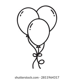 Minimal party balloons line icon representing birthday celebrations.