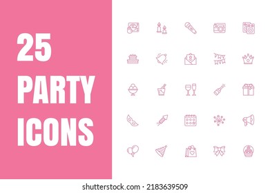 minimal party icons set vector illustration.