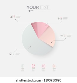 Minimal pastel color infographic chart pie design with 4 numbered text options. Eps 10 stock vector illustration 