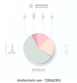 Minimal pastel color infographic chart pie design with 4 numbered options Eps 10 stock vector illustration 