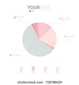 Minimal pastel color infographic chart pie design with 4 numbered options Eps 10 stock vector illustration