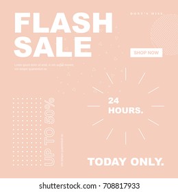 Minimal Pastel Geometric Abstract Orange Flash Sale  With Clock Icon For Shopping  Hours Website Banner Or Cover