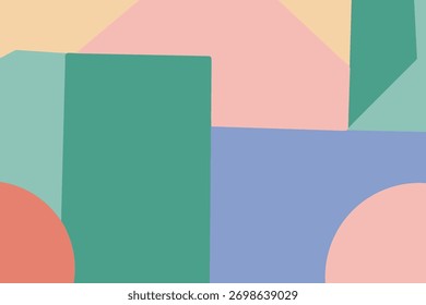 Minimal pastel geometric block composition, gentle modern art vector illustration