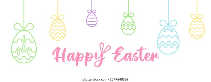 Minimal pastel Happy Easter Day background backdrop. Use for presentation background, banner, backdrop. (sstkEaster)