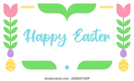 Minimal pastel Happy Easter Day geometric background backdrop. Use for presentation background, banner, backdrop. (sstkEaster)